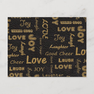 Carte Postale Mots géniaux à vivre, Amour, Joie, Rire