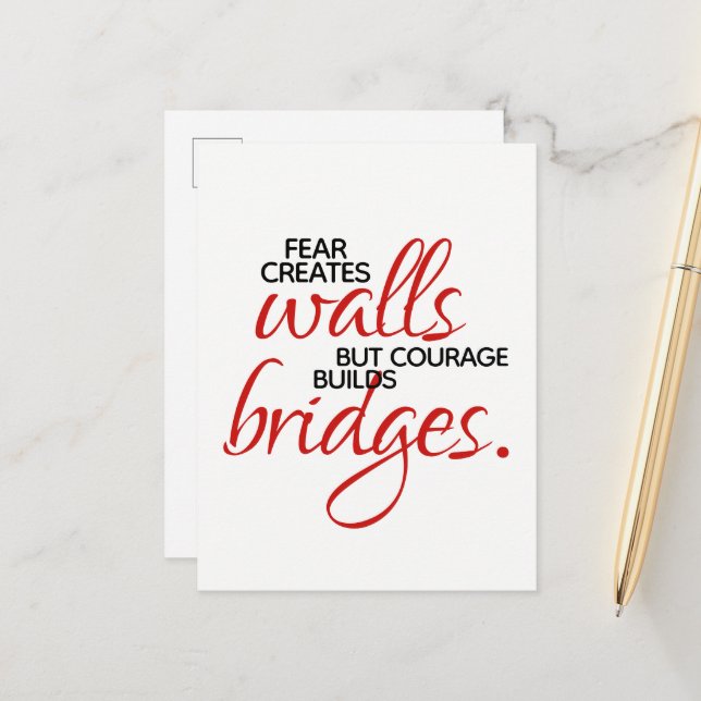 Carte Postale Mots Inspirants Courage Construit Des Ponts (Devant/Arrière en situation)