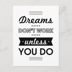 Carte Postale Mots motivationnels sur les rêves et le travail