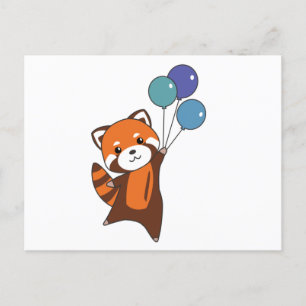 Carte Postale Mouches Rouges Panda Ballons mignons Animaux Pour 