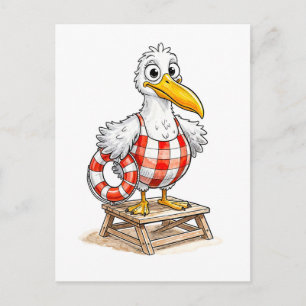 Carte Postale Mouette Comic Lifeguard Bird
