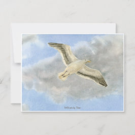 Carte Postale Mouette dans les nuages aquarelle