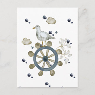 Carte Postale Mouette faisant du stop