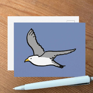 Carte Postale Mouette volante style pop-art