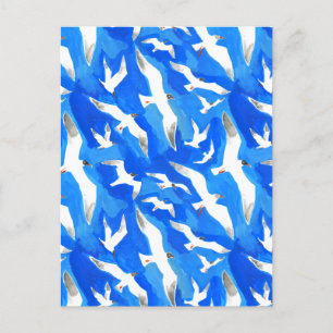 Carte Postale Mouettes volantes sur bleu ciel