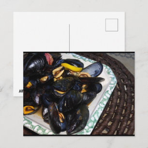 Carte Postale Moules de coquillages dans un bol