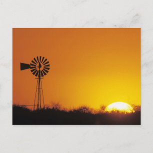 Carte Postale Moulin à vent au coucher du soleil, Sinton, Texas,