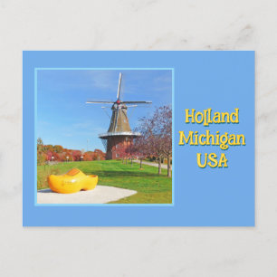 Carte Postale Moulin à vent, Sabot, Hollande, Michigan USA