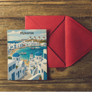 Carte Postale Moulins à vent de Mykonos Grèce Architecture Vinta