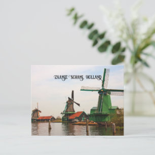 Carte Postale Moulins à vent hollandais, Zaanse Schans.