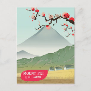 Carte Postale mount fiji Japon imprimé voyage vintage