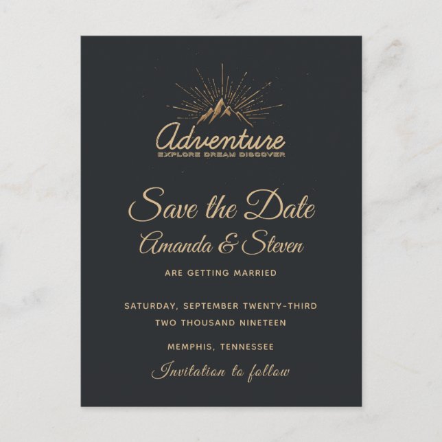 Carte Postale Mountain Adventure Mariage rustique Enregistrer la (Devant)