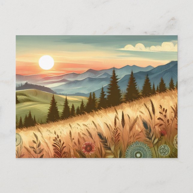 Carte Postale Mountain Forest Hills Country Boho Nature (Devant)