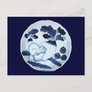 Carte Postale Mouse Manger Turnip, Art Japonais