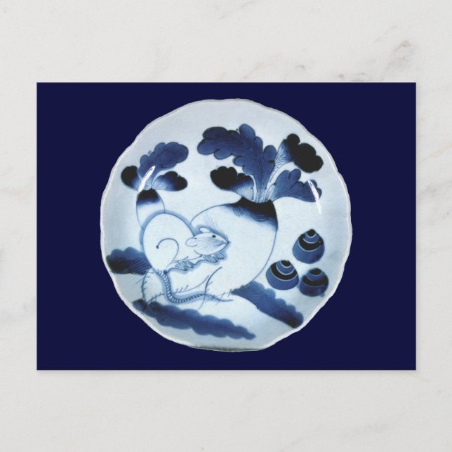 Carte Postale Mouse Manger Turnip, Art Japonais (Devant)