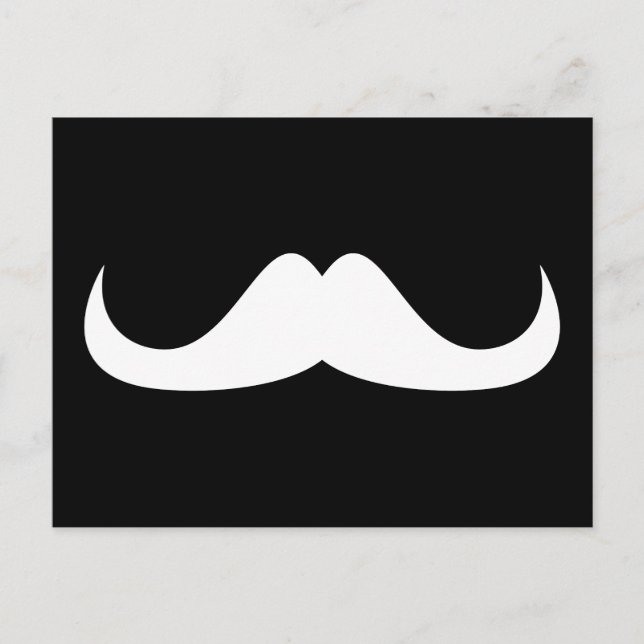 Carte Postale Moustache cool blanc Handlebar sur noir (Devant)