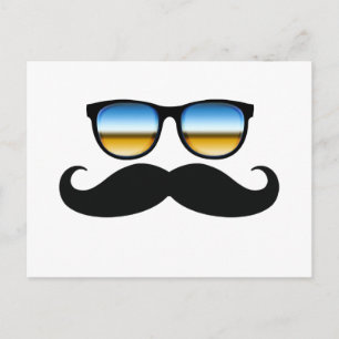 Carte Postale Moustache Cool sous Lunettes de Soleil