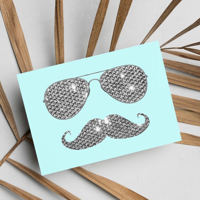 Carte Postale Moustache Diamant Drôle Avec Lunettes (Funny Diamond Mustache With Glasses Postcard )