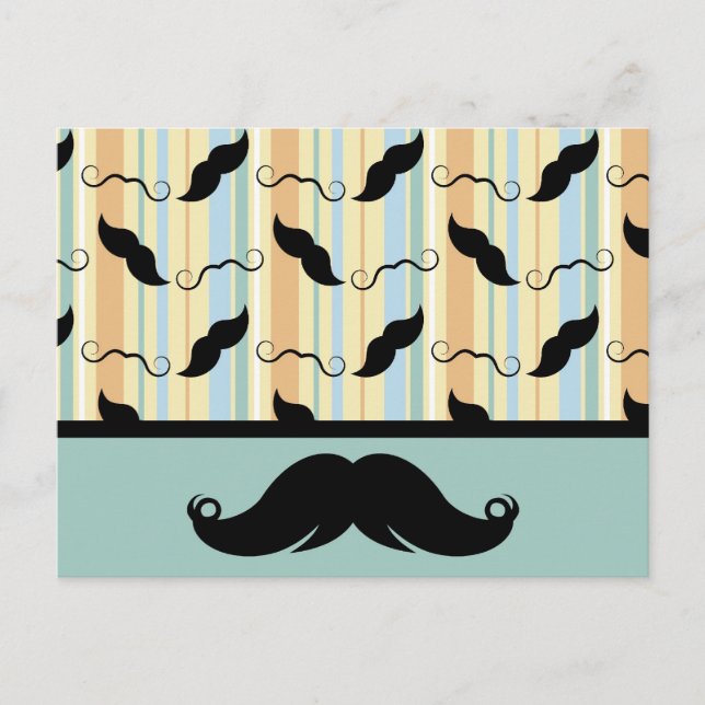 Carte Postale Moustache, Poignée noire, Cadeau pour papa ! (Devant)