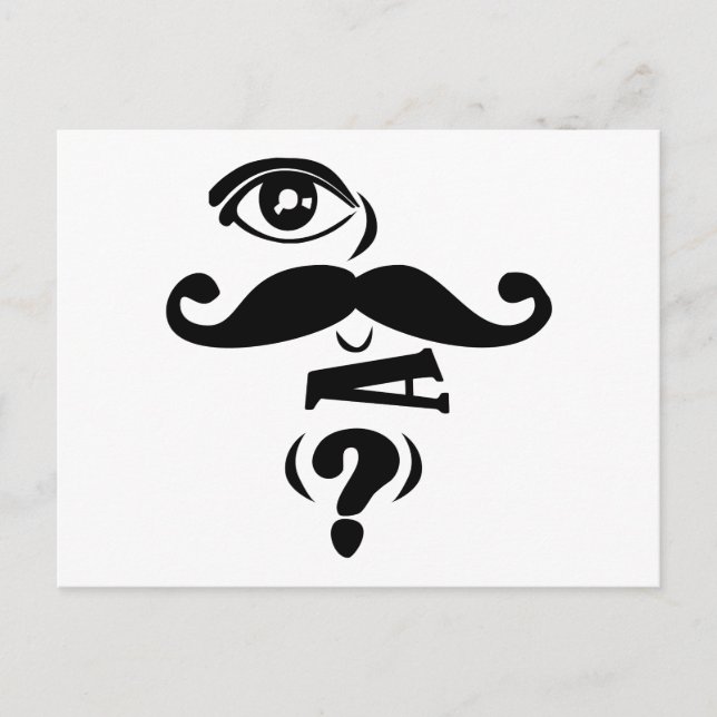 Carte Postale Moustache U d'oeil une question (Devant)