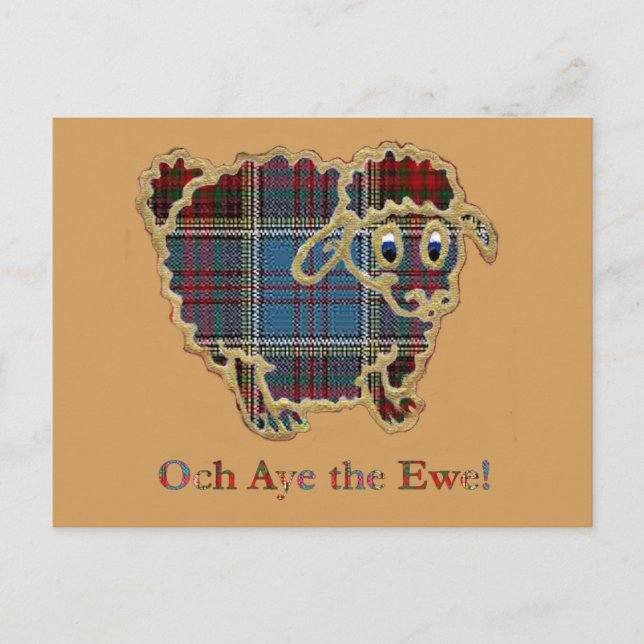 Carte Postale mouton tartan "Och Aye the Ewe" (Devant)