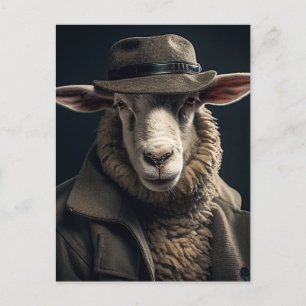 Carte Postale Moutons dans les vêtements humains