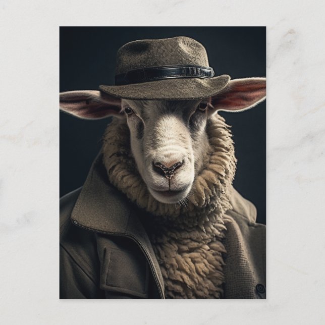 Carte Postale Moutons dans les vêtements humains (Devant)
