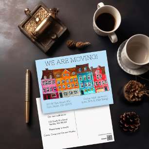 Carte Postale MOUVEMENT FAIRE-PART Maisons colorées Aquarelle