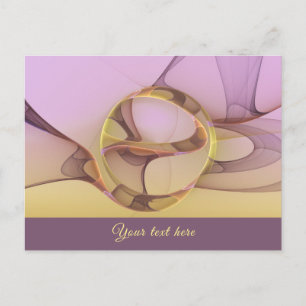 Carte Postale Mouvements Abstraits Texte Fractal Doré Rose Moder