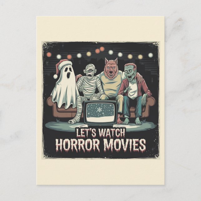 Carte Postale Movies de Noël Rétro Horreur (Devant)