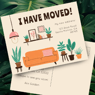 Carte Postale Moving Faire-part Adresse Cute Living Room Canapé