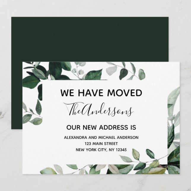 Carte postale Moving Faire-part Eucalyptus Greener (Devant / Derrière)
