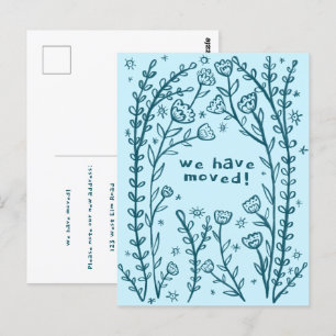 Carte Postale Moving Faire-part Floral Frame Croquis Doodle
