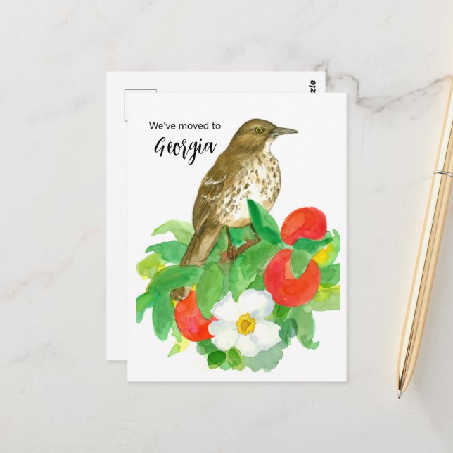 Carte Postale Moving Faire-part Georgia pêche Cherokee Rose (Devant/Arrière en situation)