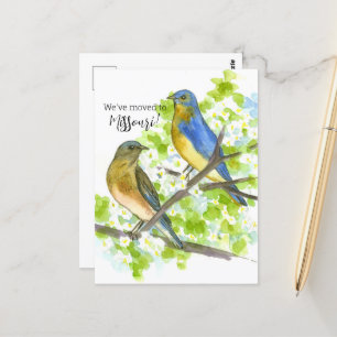 Carte Postale Moving Faire-part Missouri Bluebirds Hawthorn