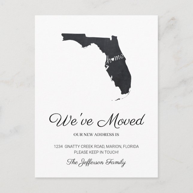 Carte postale Moving Florida Chalkboard State Map (Devant)