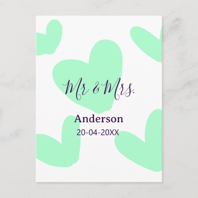 Carte Postale Mr & Mrs add family name date year wedding favor  (Devant)
