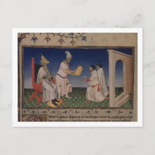 Carte Postale MS Fr 2810 f.3v Kubilai Khan (1214-94) giving his