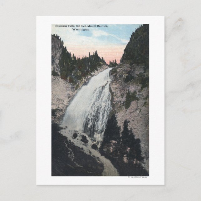 Carte Postale Mt Rainier, Washington - Vue des chutes Sluiskin (Devant)
