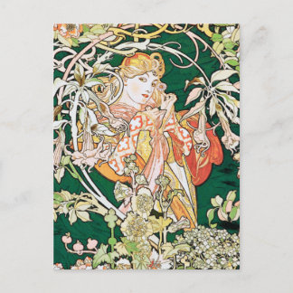 Carte Postale Mucha Art Nouveau : Une Femme Daisée