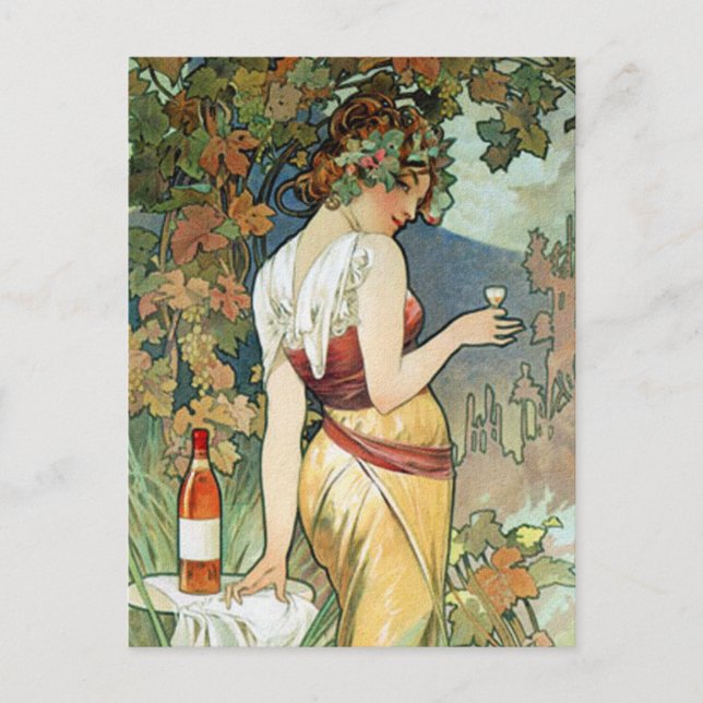 Carte postale Mucha : Cognac - Art Nouveau (Devant)