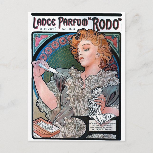Carte Postale Mucha Lance Parfum Rodo publicité parfum (Devant)