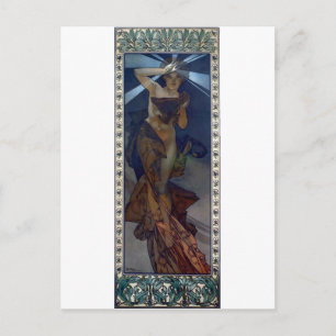 Carte Postale mucha star du matin affiche art nouveau femme