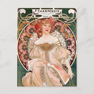 Carte Postale Mucha Vintage Français Art Nouveau Champenois