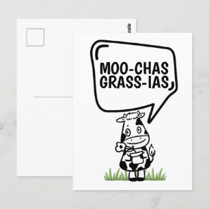 Carte Postale Muchas Gracias Vache Thème Beaucoup de Merci Drôle