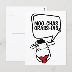 Carte Postale Muchas Gracias Vache Thème Beaucoup de Merci Drôle