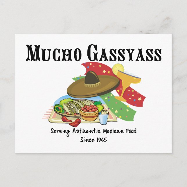 Carte Postale Mucho Gassyass cuisine mexicaine (Devant)