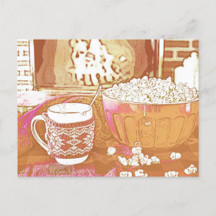 Carte Postale Mug et pop-corn festive inspirés par les rétro