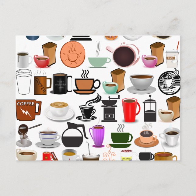 Carte Postale Mugs de café (Ajouter une couleur Arrière - plan) (Devant)