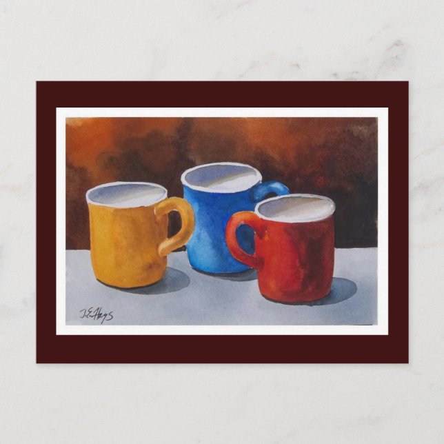 Carte Postale Mugs de café colorés (Devant)
